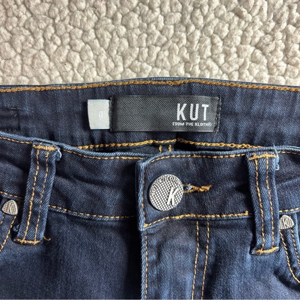 Kut From The Kloth Women’s Dark Wash Stretch Jeans Size 0 Mid Rise Slim Classic - Picture 5 of 16